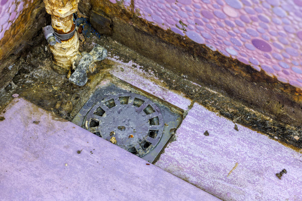 close up of drain